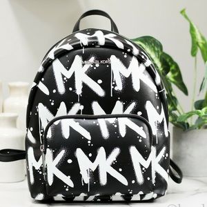 Black and White Spray Paint Design NYC Medium Backpack MICHAEL Michael Kors